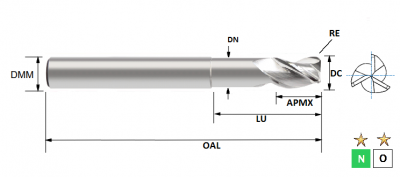 10.0mm 3 Flute (1.0mm Radius) Long Length Necked Mastermill AL-HPC Carbide Slot Drill